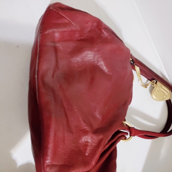 Vintage Juicy Couture Y2K Maroon Red Leather Purse Bag Hobo Satchel - Picture 7 of 14